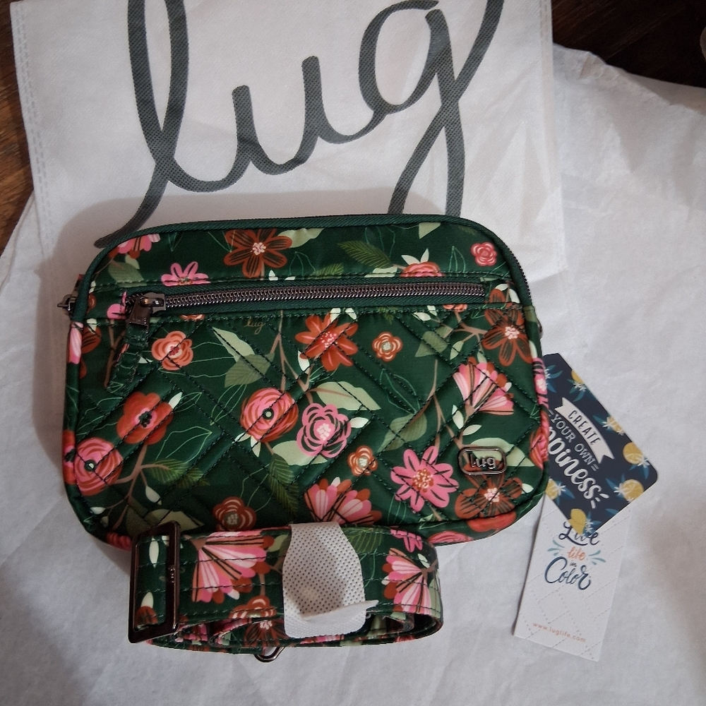 Lug Super Coupe 2 Convertible Crossbody Green Floral Bag